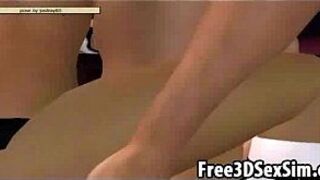 Lucky stud fucking two sexy 3D stripper honeys porn video