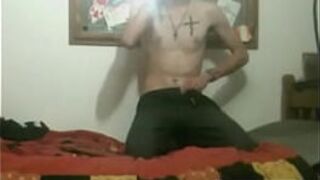 Black hiared and smoking emo getting his hands in his pants By EmosExposed gays porn video